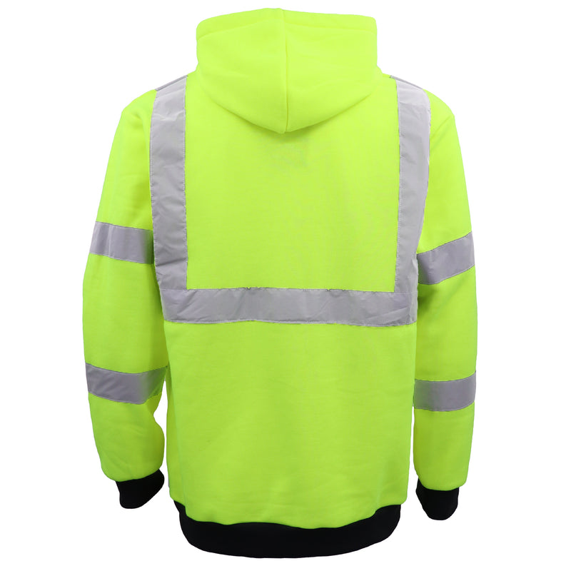 HI VIS Hooded Safety Jumper Hoodie Sweatshirt Tradie Workwear Fleece Jacket Coat, Fluro Orange, S