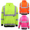 HI VIS Hooded Safety Jumper Hoodie Sweatshirt Tradie Workwear Fleece Jacket Coat, Fluro Orange, L