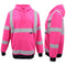 HI VIS Hooded Safety Jumper Hoodie Sweatshirt Tradie Workwear Fleece Jacket Coat, Fluro Pink, XS