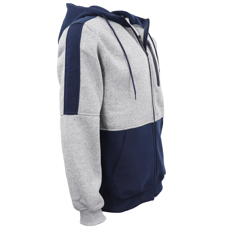 Men's Adult Full Zip Hoodie Jumper Active Two-Tone Jacket Coat Sports Zip Pocket, Black, 2XL