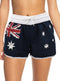 Ladies' Women's Board Shorts Australian Day Flag Gym Beach Aussie Swim Souvenir, Navy, 10