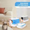 Large Foldable Cat Litter Box Plastic Toilet Easy Cleaning
