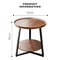 Side Round Coffee Table Retro 2-Tier Wooden Industrial Style