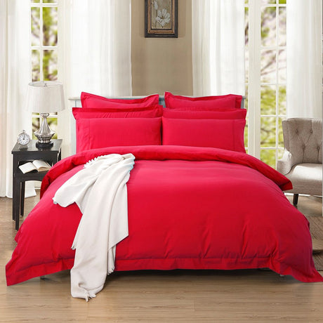 1000TC Tailored King Size Red Duvet Doona Quilt Cover Set