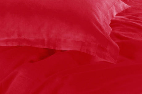 1000TC Tailored Single Size Red Duvet Doona Quilt Cover Set