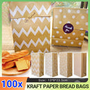 100PCS 4Styles Vintage Kraft Paper Bags Food, Candy, Wedding & Party Favors