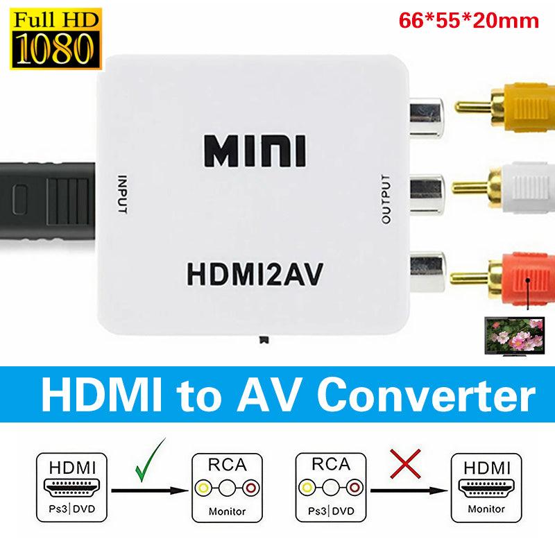 HDMI to RCA Composite AV CVBS 3RCA Video Cable Converter 1080p Downscaling White