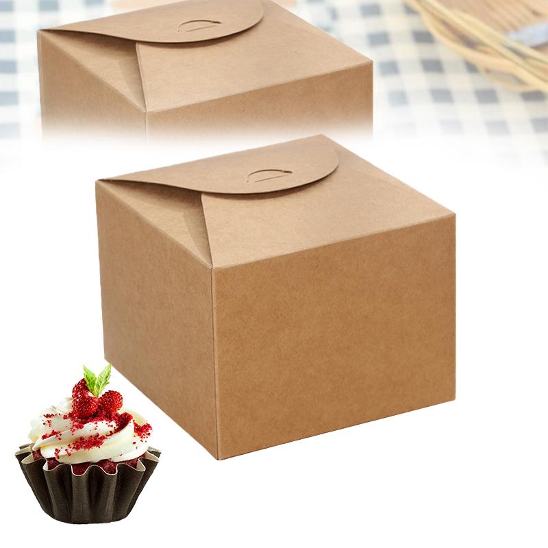 100x Kraft Paper Wedding Favour Candy Boxes - 9x9 & 12x12cm Sizes