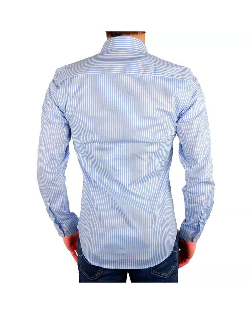 Milano Light Blue Striped Shirt - 100% Cotton 43 IT Men