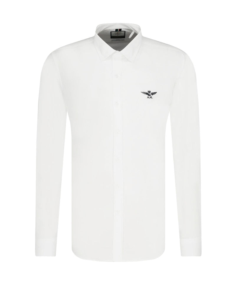 Aeronautica Militare White Cotton Shirt with Eagle Logo and Button Closure XL Men