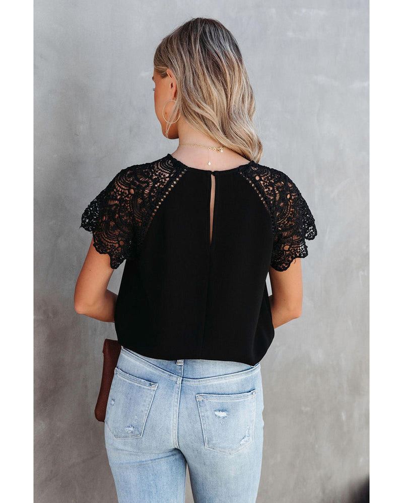 Azura Exchange Lace Crochet Patchwork Blouse