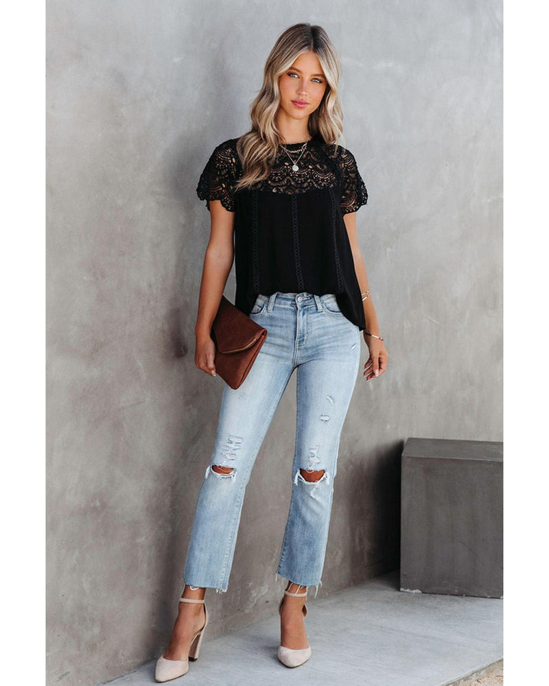 Azura Exchange Lace Crochet Patchwork Blouse