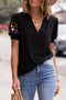 Azura Exchange Embroidered Sleeve Notch Neck Top - S