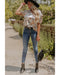 Azura Exchange Leopard Floral Print Puff Sleeve Blouse - L