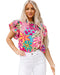 Azura Exchange Vibrant Floral Print Ruffle Sleeve Blouse - M