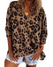 Azura Exchange Leopard Print V Neck Long Sleeve Top - XL