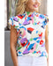 Azura Exchange Abstract Print Ruffle Sleeve Smocked Blouse - M