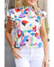 Azura Exchange Abstract Print Ruffle Sleeve Smocked Blouse - S