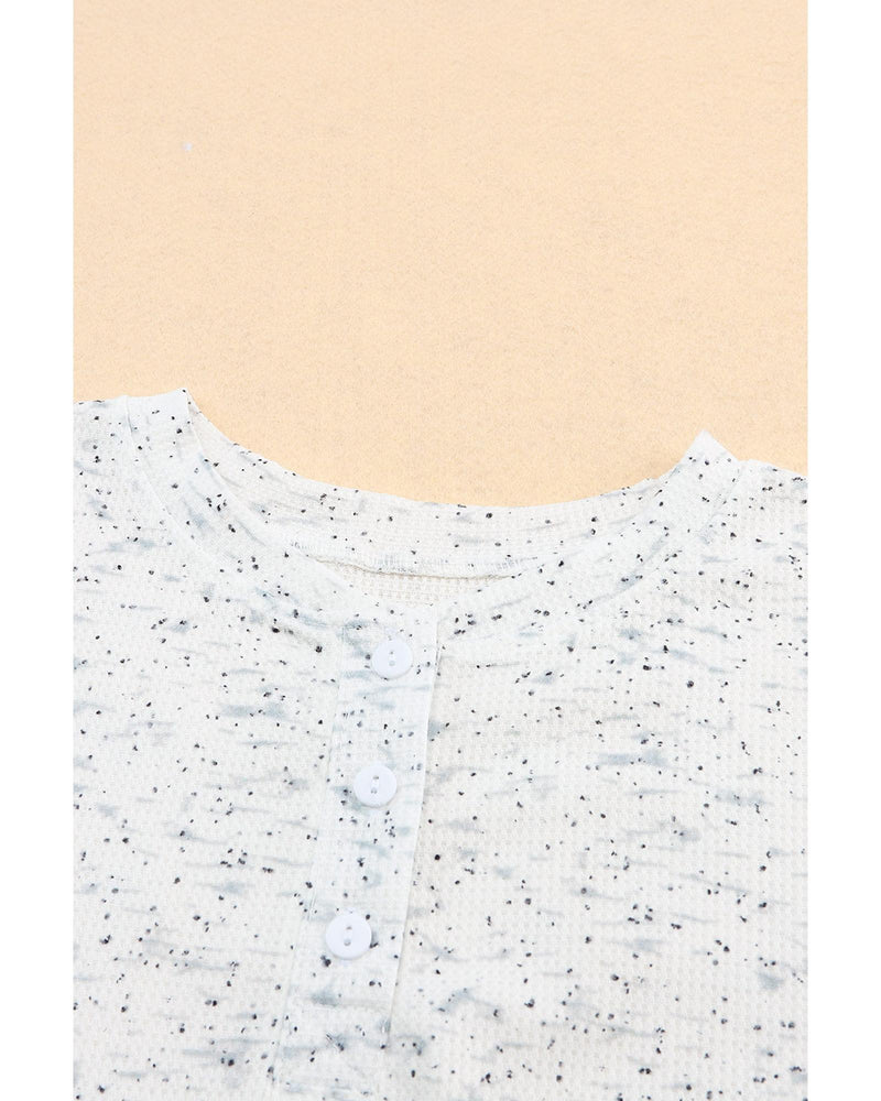 Azura Exchange Relaxed Rib Knit Long Sleeve Henley Top - S