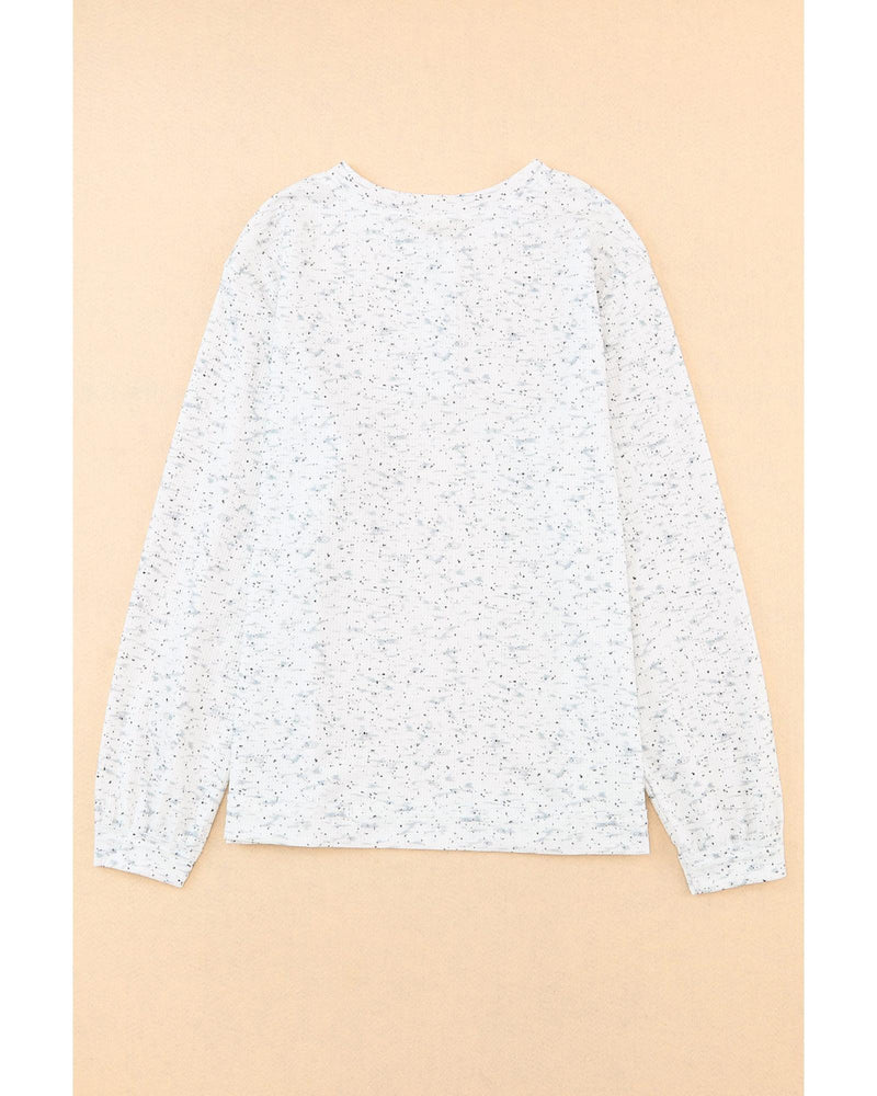 Azura Exchange Relaxed Rib Knit Long Sleeve Henley Top - S