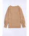 Azura Exchange Lace Waffle Patchwork Strappy V Neck Long Sleeve Top - S