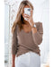 Azura Exchange Ribbed Knit Patched V Neck Top - M