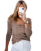 Azura Exchange Ribbed Knit Patched V Neck Top - S