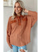 Azura Exchange Button Contrast Trim Waffle Knit Top - L