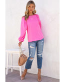 Azura Exchange Puff Sleeve Crewneck Blouse - L