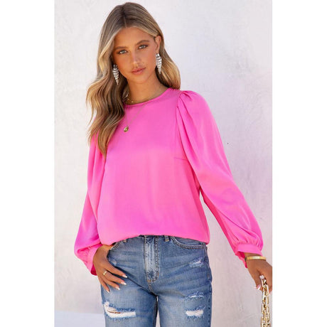 Azura Exchange Puff Sleeve Crewneck Blouse - S