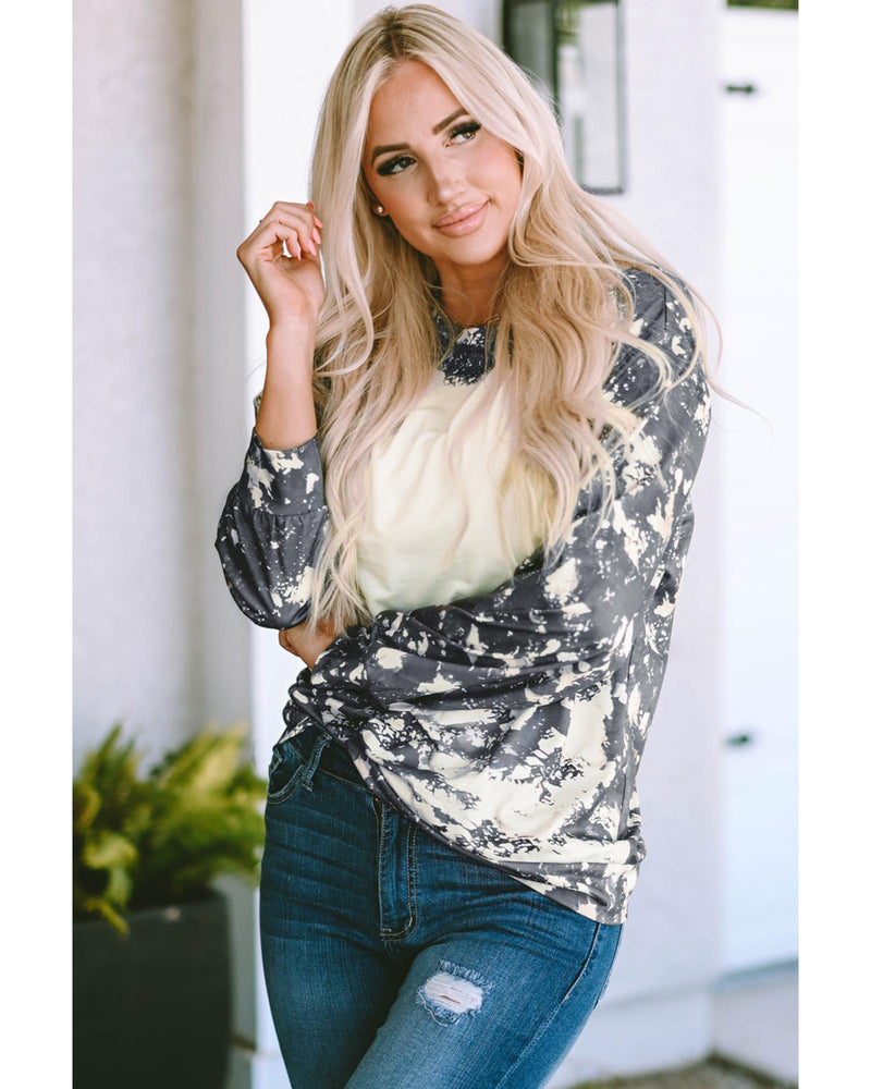 Azura Exchange Vintage Bleached Tie Dye Long Sleeve Top - S