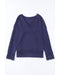 Azura Exchange Ribbed Texture V Neck Long Sleeve Top - S