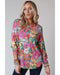 Azura Exchange Floral Long Sleeve Top with Twisted Hollow-out Back - S