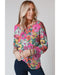 Azura Exchange Floral Long Sleeve Top with Twisted Hollow-out Back - XL