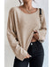 Azura Exchange Beige Drop Shoulder Loose Ribbed Knit Top - S