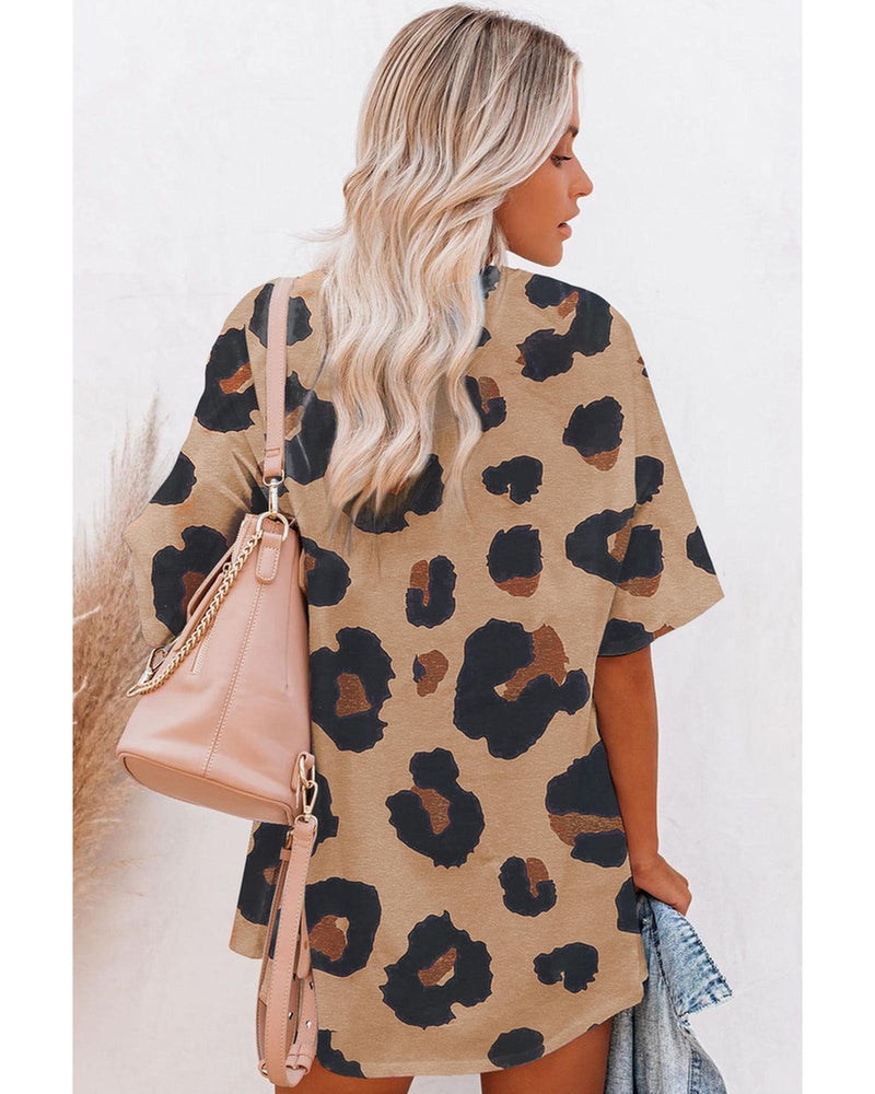 Azura Exchange Leopard Print Loose T-Shirt - M