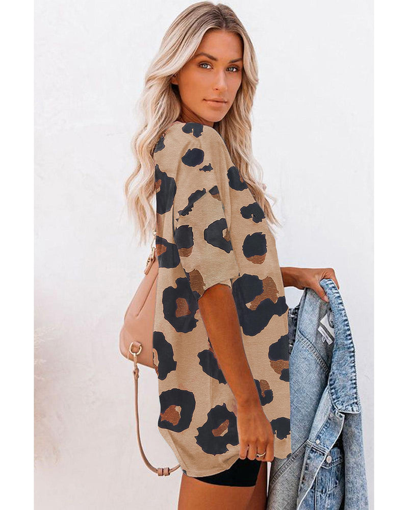 Azura Exchange Leopard Print Loose T-Shirt - M