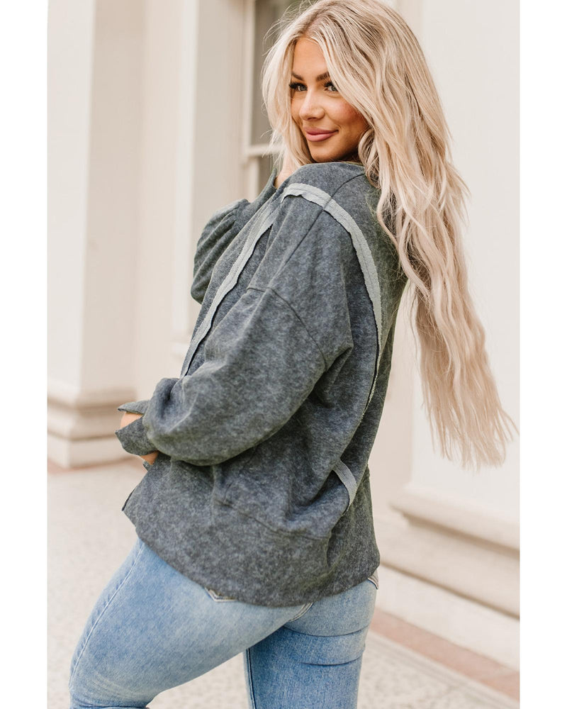 Azura Exchange Relaxed Fit Acid Wash Pullover Sweatshirt with Slit Details - XL