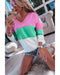 Azura Exchange Color Block Ribbed V-Neck Sweatshirt - M