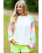 Azura Exchange Color Block Sequin Raglan Sleeve Sweatshirt - M