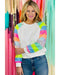 Azura Exchange Color Block Sequin Raglan Sleeve Sweatshirt - M