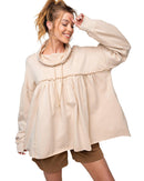 Azura Exchange Frill Exposed Seam Cowl Neck Oversized Sweatshirt - XL