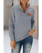 Azura Exchange Quilted Stand Neck Pullover Sweatshirt with Fake Front Pocket - M