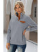 Azura Exchange Quilted Stand Neck Pullover Sweatshirt with Fake Front Pocket - M
