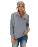 Azura Exchange Quilted Stand Neck Pullover Sweatshirt with Fake Front Pocket - M