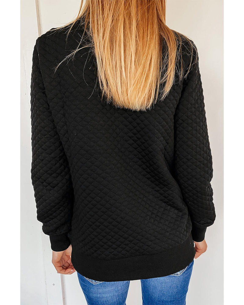 Azura Exchange Quilted Stand Neck Sweatshirt with Fake Front Pocket - L