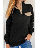 Azura Exchange Quilted Stand Neck Sweatshirt with Fake Front Pocket - M