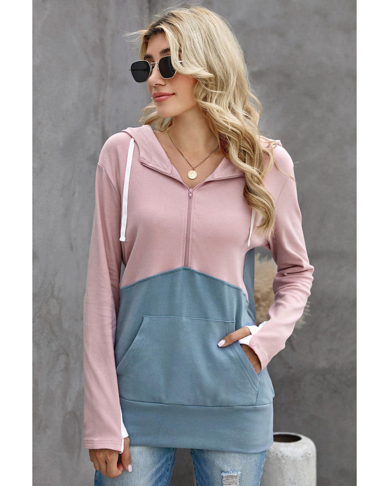 Azura Exchange Colorblock Half Zip Hoodie - L