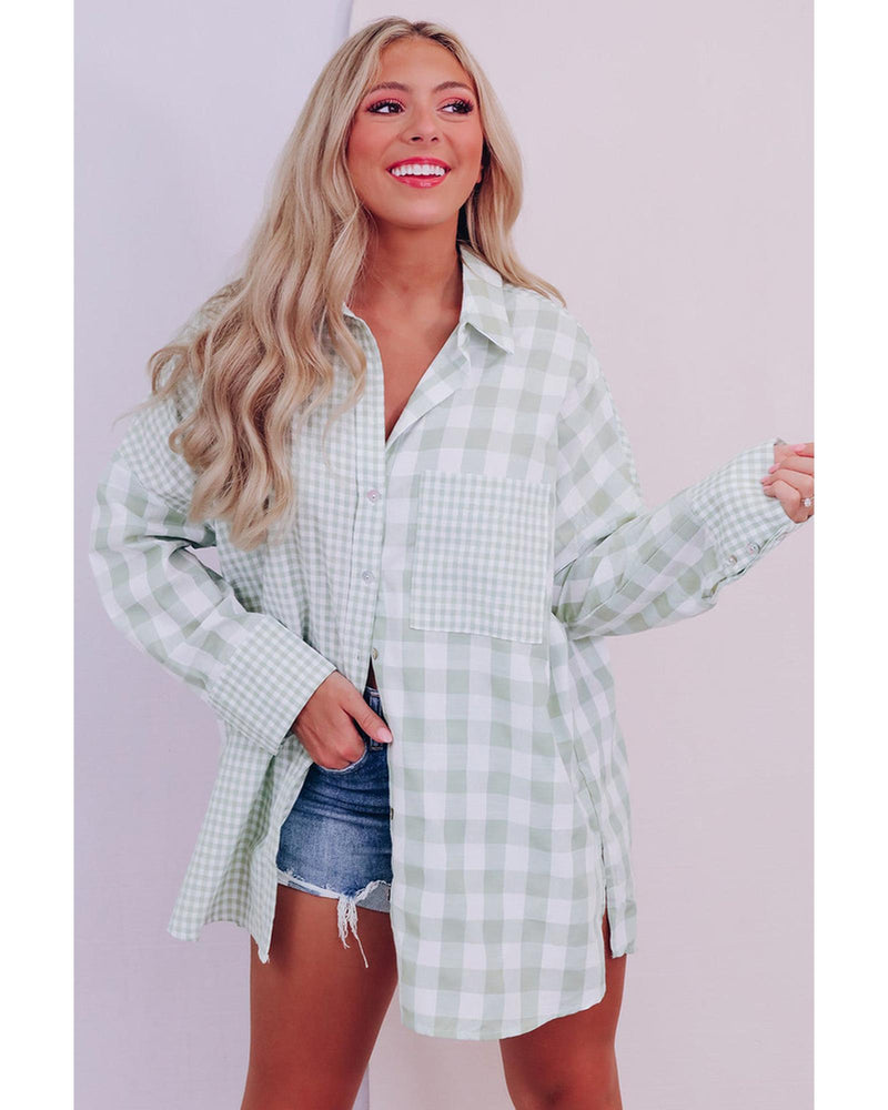 Azura Exchange Checked Patchwork Long Sleeve Shirt - XL