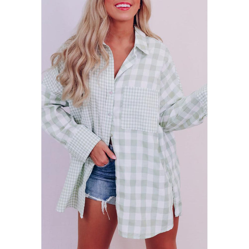 Azura Exchange Checked Patchwork Long Sleeve Shirt - XL